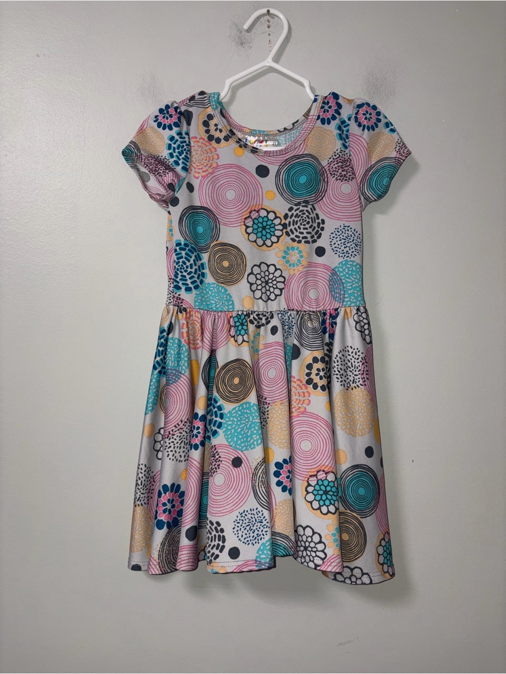 Dot Dot Smile Cap Sleeve Twirl Dress Multicolor Floral Circle Swirls 2T